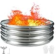3FT Diameter Camp Fire Ring Pit, Large Round Galvanized Steel Fire Pit, Heavy Duty Steel Fire Pit Silver for Backyard, Camping, Bonfire (3x3x1FT)