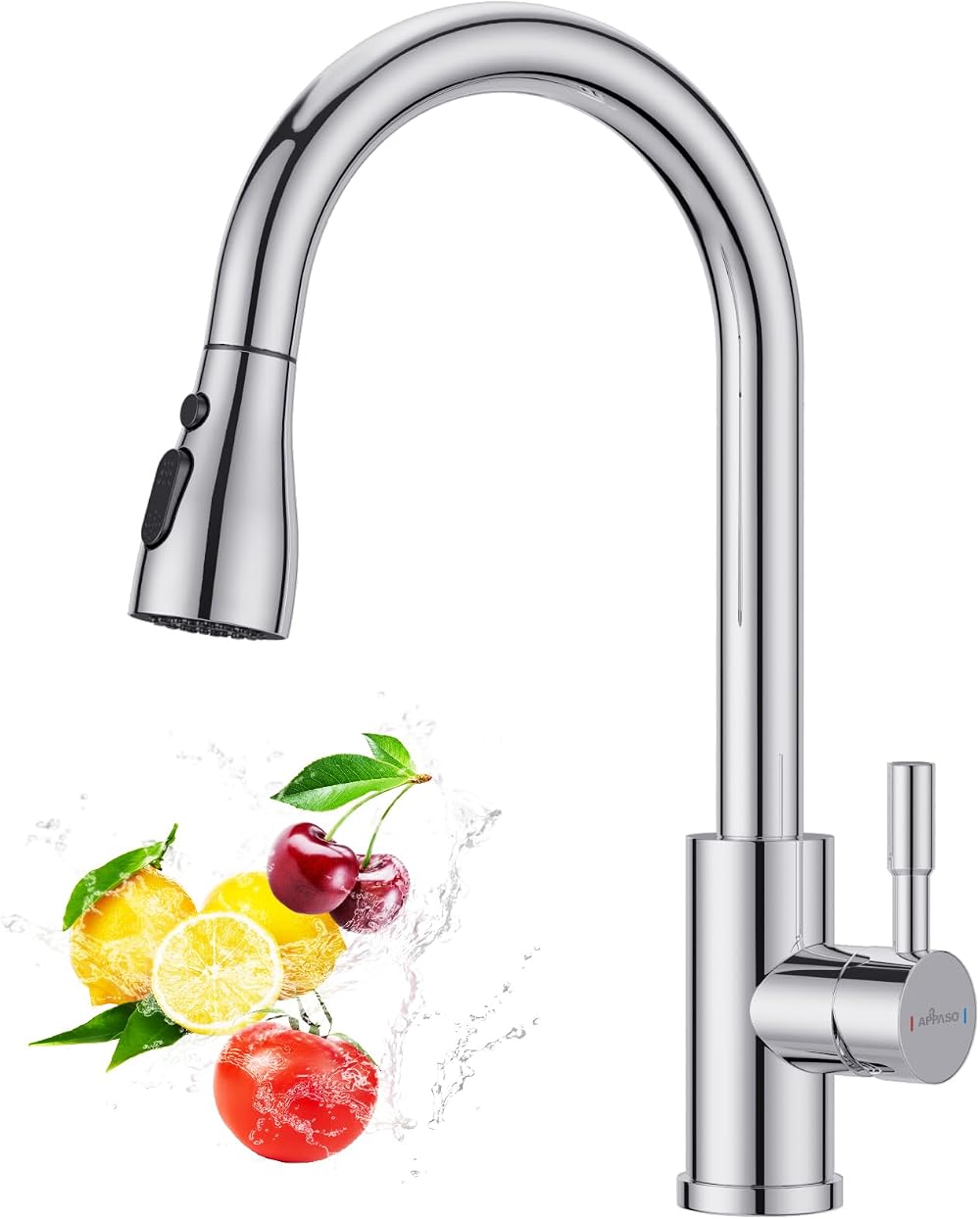 APPASO Kitchen Tap Sink Mixer with Pull Out Sprayer 360° Chrome 3 Modes