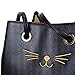 Women's PU Cat Prick Ear Casual Shoulder Bag Cut Kpling Big Tote Handbag Purse Black