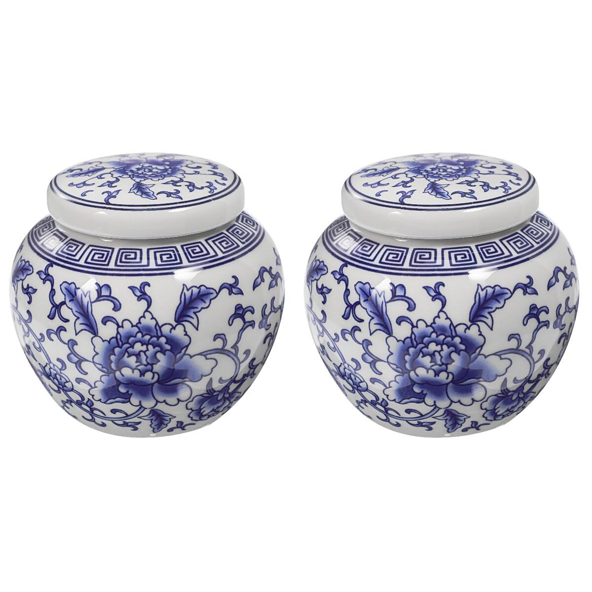 HEMOTON 2pcs Blue and White Porcelain Tea Vintage Tea Set Snack Travel Container Ceramic Kitchen Canisters Antique Container Blue and White Vase Snacks Storage Household Canister