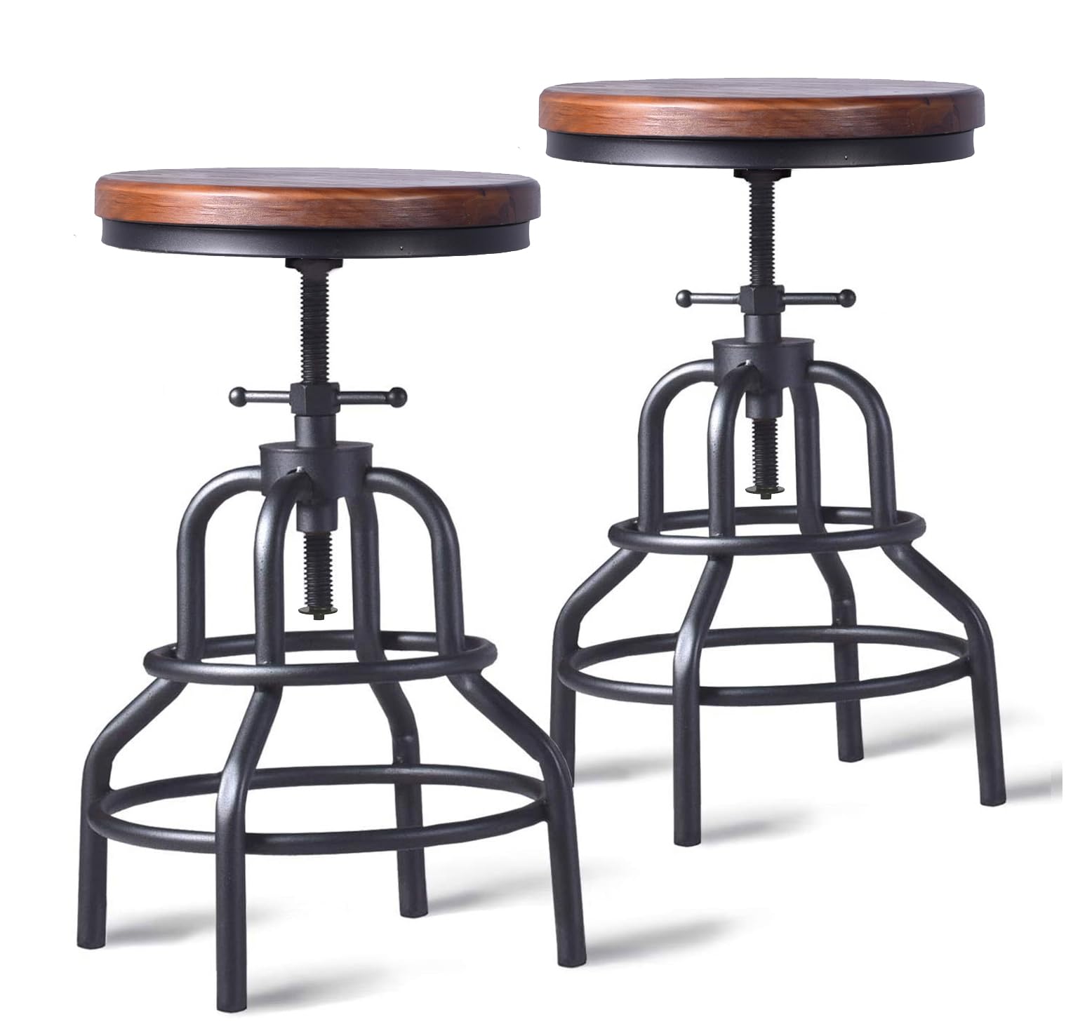 LOKKHAN Vintage Industrial Bar Stool-Rustic Swivel Barstools-Round - Main Image