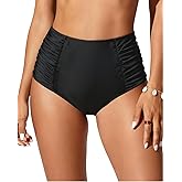 Tempt Me Women High Waisted Bikini Bottoms Full Coverage Swimsuit Bottoms Ruched Bathing Suit Bottom