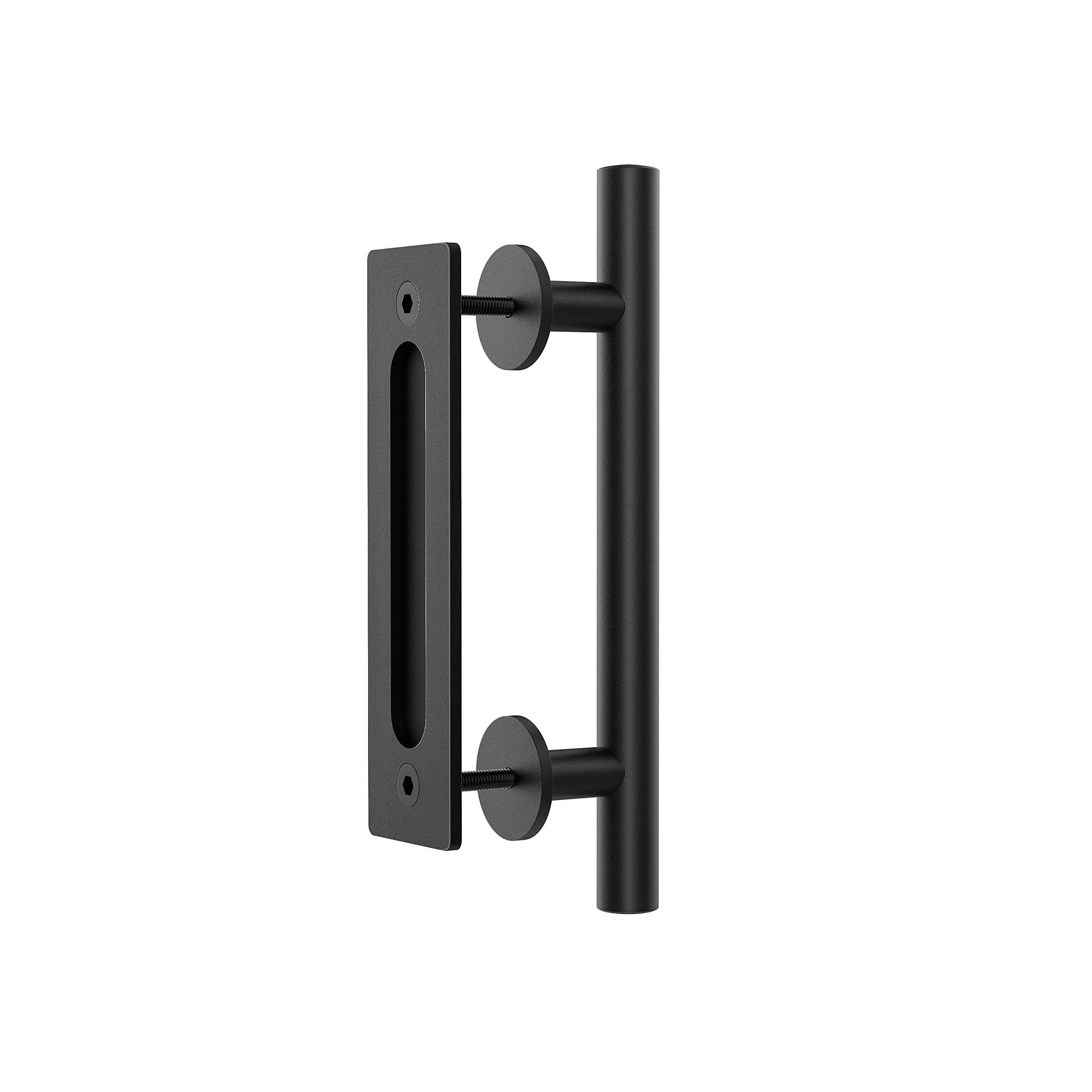 WINSOON 30CM Sliding Door Handle Double Sided Black Barn Door Handle for Barn Door Sliding kit Flush Finger Pull, Large Rustic Style — image 1