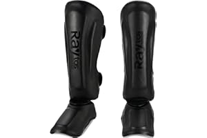 Raytos Muay Thai Shin Guards - MMA Kickboxing Leg Instep Protective Pads, Martial Art Sparring Gear for BJJ Karate Boxing Tae