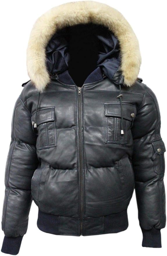 mens puffer bomber jacket with hood