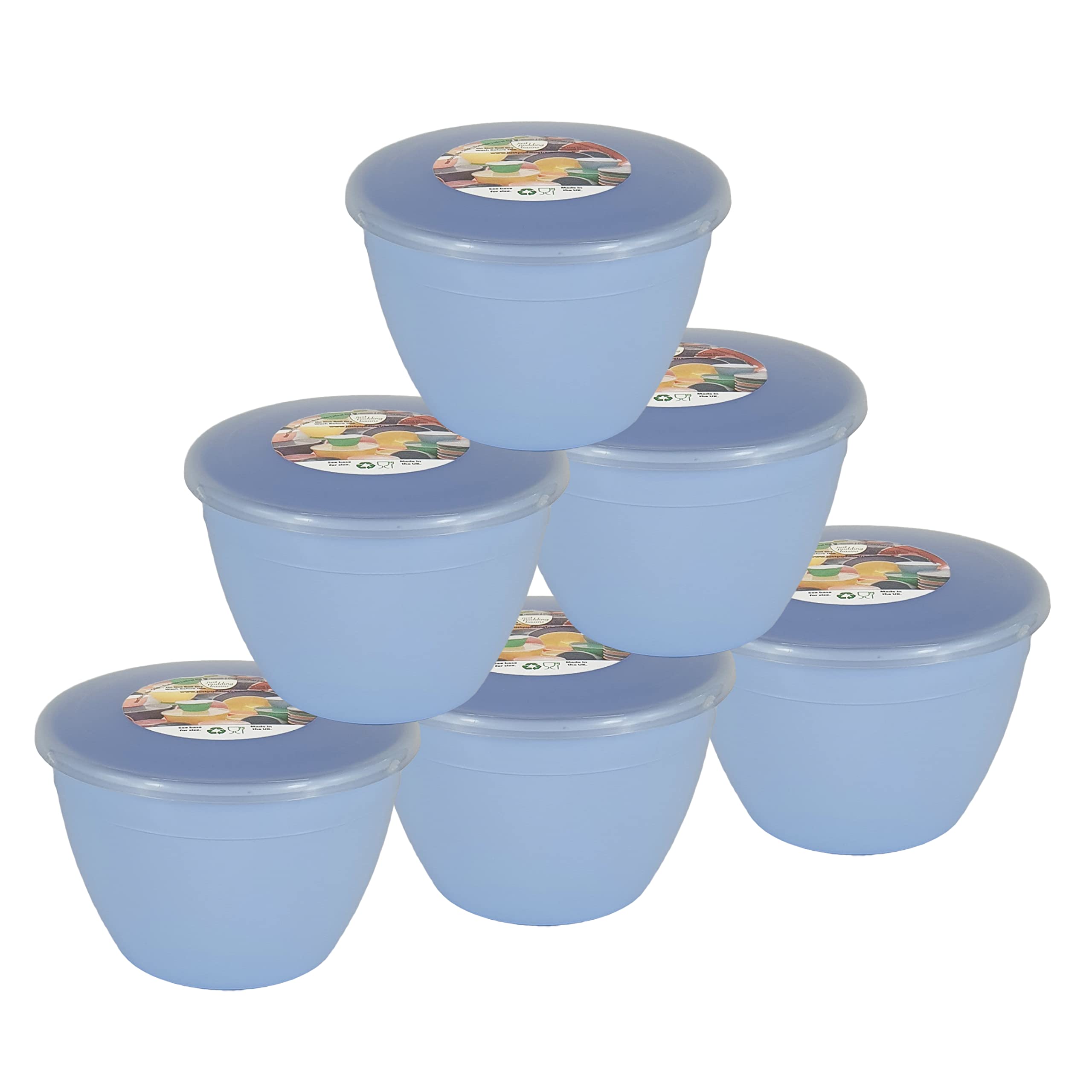 Pastel Sky (blue) bowl and lid transparent 6 pieces (570ml or 1 Pint) (140ml or 1/4 Pint) (280ml or 1/2 Pint) (140ml or 1/4 Pint), 570ml or 1 Pint