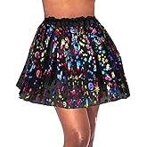 Dmaiy Halloween Tutu Skirt Women Tulle Tutus Adult Elastic Dance Skirts Layered Tutu for Easter Costume Performance Cosplay