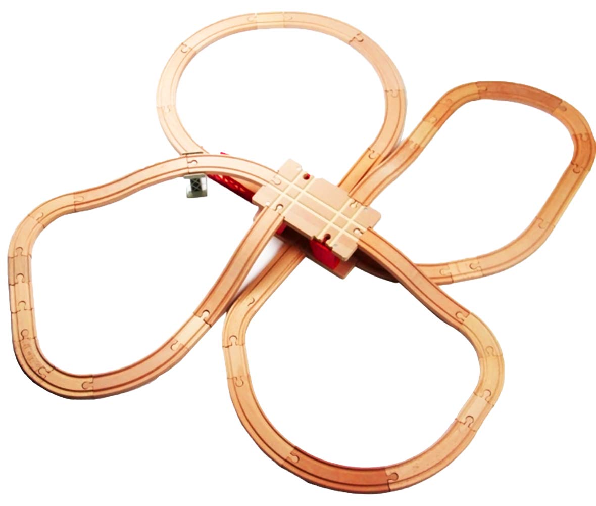 Wooden Train Tracks Accessories Wood Train Tunnel for Railroad Tracks, 2-Level Overpass fits for All Railway Tracks System