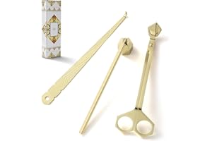 PATOISE 3-in-1 Candle Accessory Set, Wick Trimmer, Candle Snuffer, Wick Spoon, Stainless Steel Material Perfect for Candle Lovers(Gold)