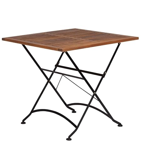 BUTLERS Parklife Gartentisch aus Holz 80x80x75 cm - Balkon-Tisch aus FSC-Akazienholz und Metall schwarz verzinkt - Holztisch 