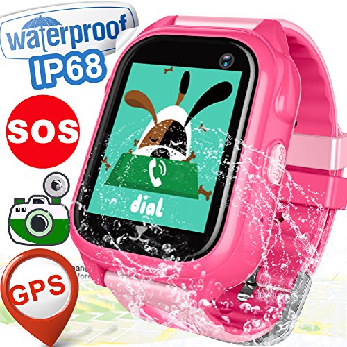 Kid Smart Watch Phone GPS Tracker IP68 Waterproof Fitness Tracker for Girls Boys with SIM Pedometer SOS Camera Anti-lost Game Watch Summer Outdoor Swim Sport Watch for Birthday Prime Gift iOS/Android