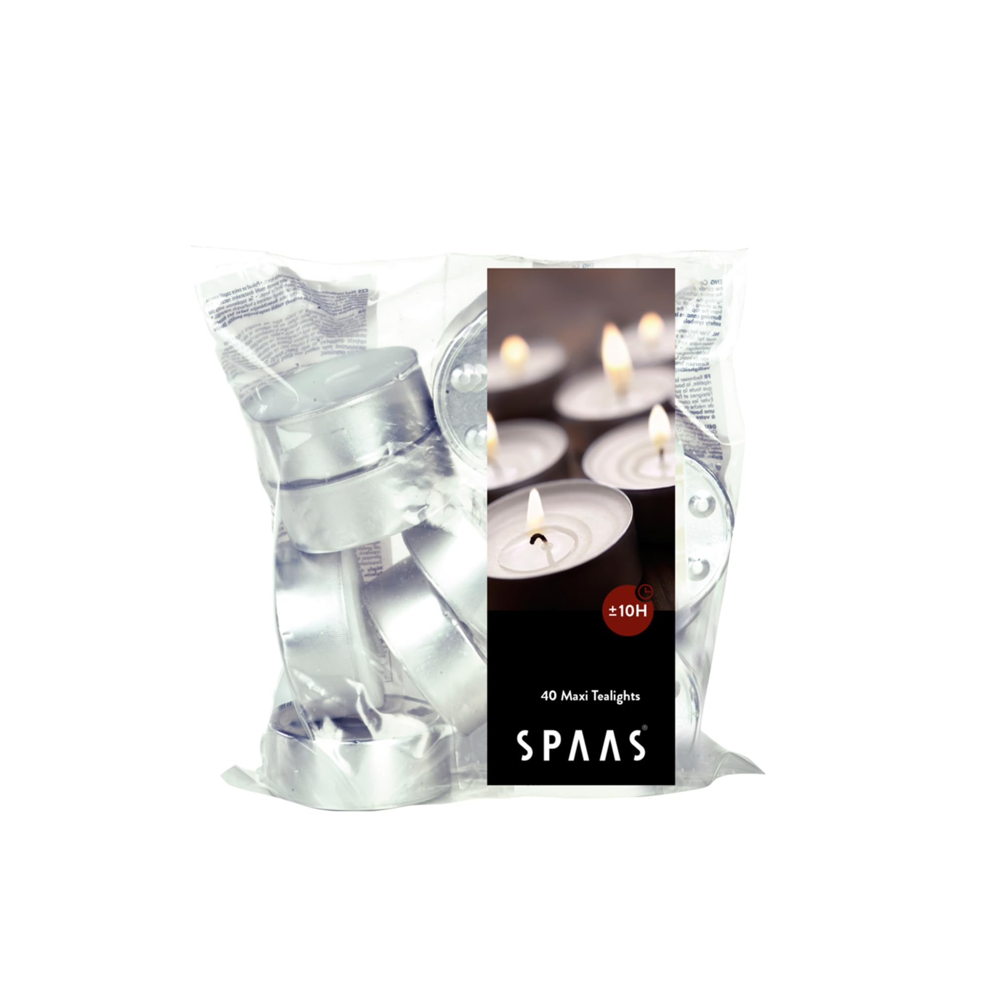 Spaas Maxi Tealights Bag x40, ± 10 Hours, White