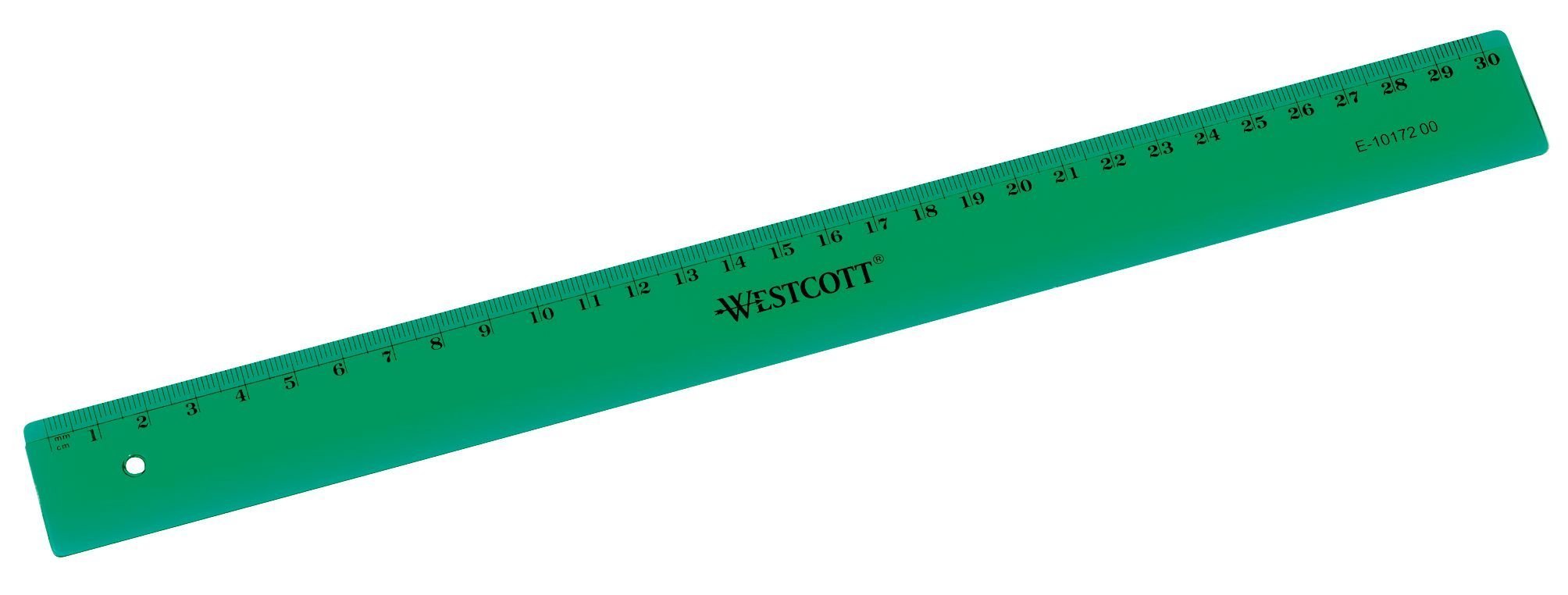 Westcott E-10172 00 Plastic Ruler, 30 cm, cm/mm Scale, Green