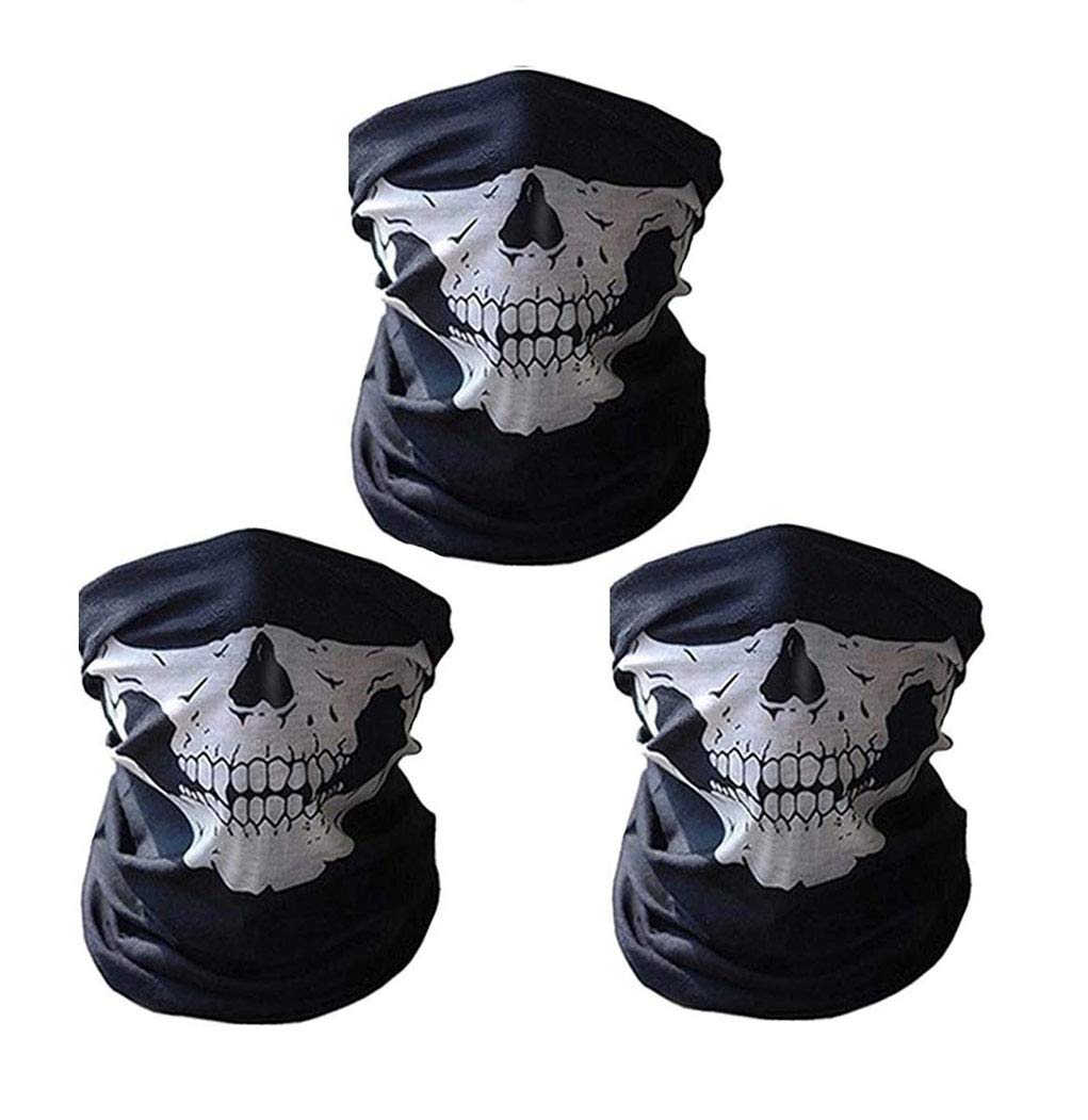 CBValleyol 3 Piece Multifunctional Motorcycle Face Mask,Breathable Seamless Tube Face Shield Ski Mask