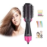 One Step Hair Dryers & Volumizer, Lanic 3 in 1 Hot Air Brush Negative Ion Generator Hair Dryer Brush for Dry, Straighten, Curling,Hair Styling Tool with Negative Ionic Technology for All types Hair