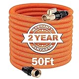 TACKLIFE 50FT Expandable Garden Hose with 3750D Double Latex Core, 3/4’ Brass Connectors, Kink Free and Leak Free Flexible Water Hose - GGH1A