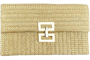 LAM GALLERY Straw Clutch Purse for Women Summer Beach Clutch Handbag Woven Purse Wicker Rattan Envelope Clutch2