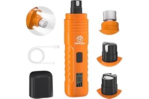 PAPIFEED Dog Nail Grinder Professional Pets, 3-Speed Electric Quiet Dog Nail Grinder, Rechargeable Dog Nail Trimmers - with 2 LED Lights/2 Grinder Wheels, for Small, Medium, Large Dogs (Orange)