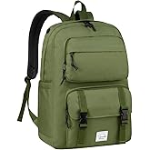 VASCHY Backpack for Men, Unisex Large Fashion Schoolbag Book bag Rucksack for High School/College/Work/Travel/Commuter Green