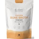 Bluebird Provisions Chicken Bone Broth Powder - 11 g Protein - 1 Ingredient | Unsalted on Purpose - Low Sodium (110 mg) - Made in USA - Collagen Rich - Unsalted Chicken Broth - Bloat Free - No Gluten