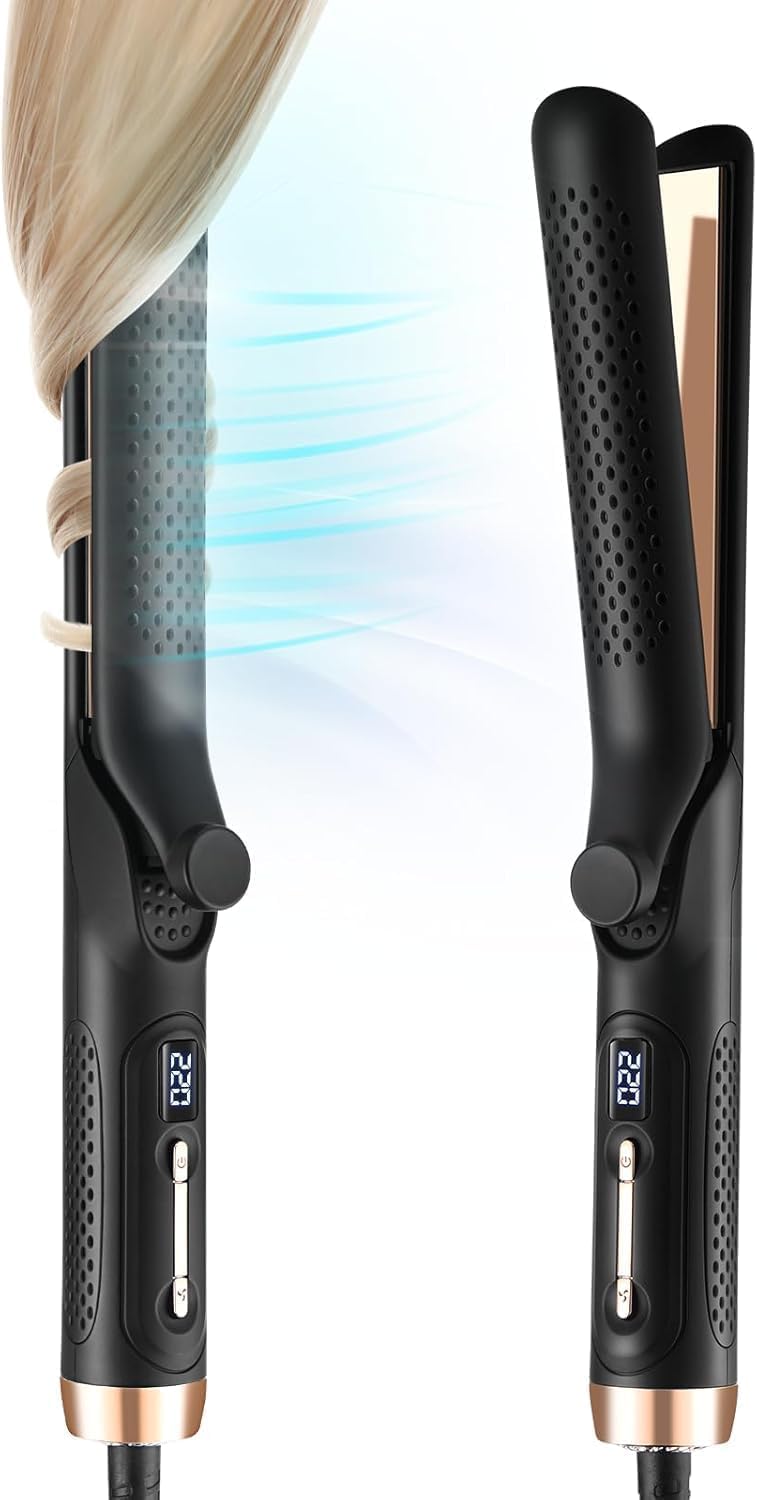 Photo 1 of Professional Hair Straightener Hair Curler 2-in-1, Airflow Hair Styler?- with Ionic Titanium Flat Iron with Cooling Air Vents to Lock in Style, 5 Adjustable Temp, Auto Shut Off