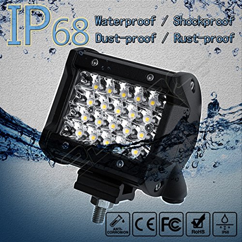 LED Light Pods,4Inch 2PCS 144W LED Pod Light Spot Beam Work Light Bar LED Flood Light Pods Quad Row Cube Driving Fog Lights for Jeep Off-road Truck Boat ATV SUV (24LEDs - 72W) - Thumbnail 3