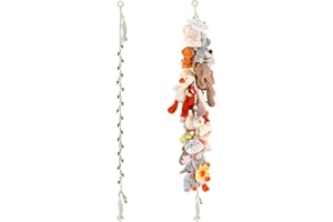 CERETIA 80" 2-Pack Cotton Hanging Storage Chain For Stuffed Animals Storage with 20 Metal Clips, Stuffed Animal Organizer Chain for Wall Corner Nursery Play Room, White