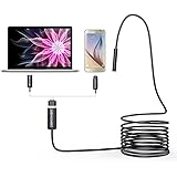 DBPOWER ( 2-in-1 ) 2Million Pixels 5Meter USB Waterproof HD 6LED Borescope Endoscope Inspection Tube Camera with USB Adpater for Android Device with OTG Function