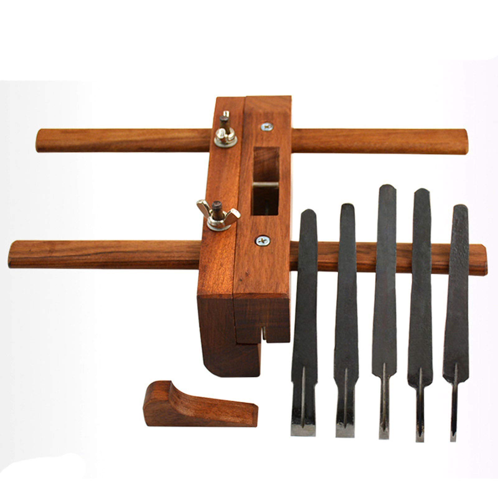 Wood Planer/Rabbet Plane, Hand Planer for Woodworking, DIY Plough Plane with Adjustable Slot Grooving - 5 Blades