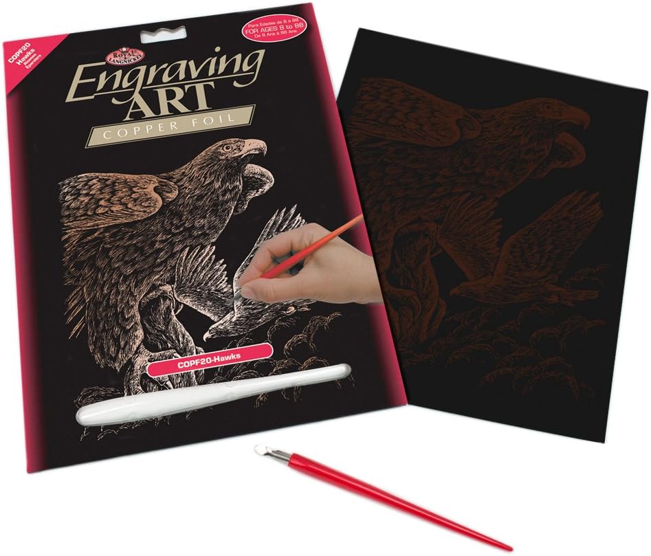 Royal & Langnickel Copper Engraving Art A4 Size Hawks Designed Painting Set, Multi-colored