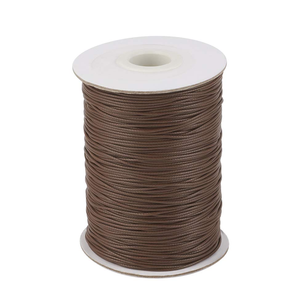 Pandahall 200 Yards/Roll 1mm Braided Waxed Polyester Cord String DIY Jewelry Craft Macramé Making Beading Thread Rope with Spool (CoconutBrown)