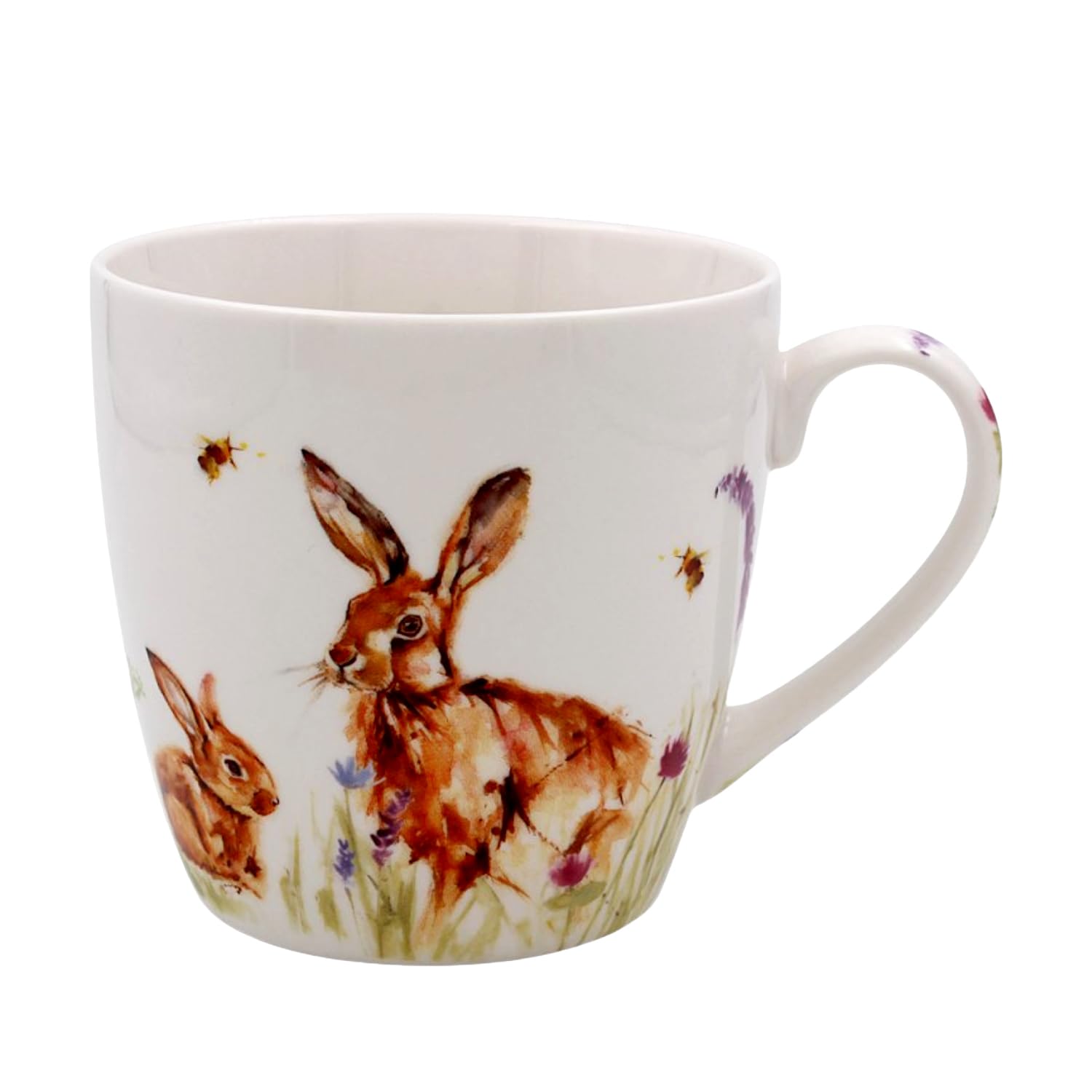 The Leonardo Collection Hares Breakfast Mug Fine China Coffee Mug Tea Hot Drinks British Design 350ml Animal Theme Rabbit Easter Woodland Gift Present