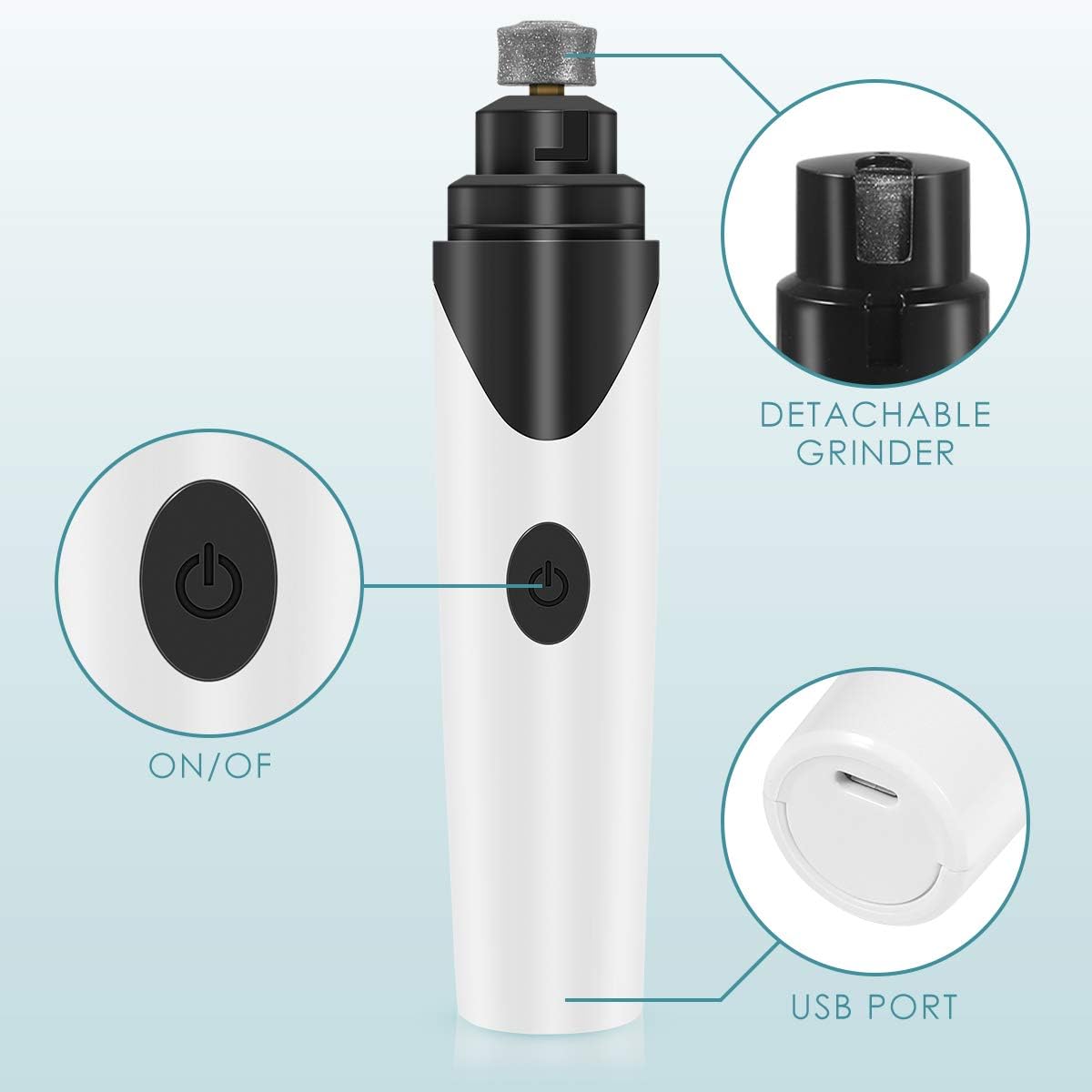 FlyBanboo Pet Nail Grinder, Fast&Quiet USB Rechargeable Eelectric Pet Nail Trimmer Painless Paws Paws Grooming, Trimming, Shaping, and Smoothing for Dogs & Cats, Pet Nail kit : Pet Supplies