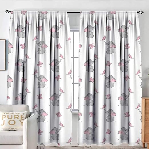 Amazon Com Nuomanan Rod Pocket Drapes And Curtain Elephant