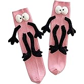 Funny Kids Holding Hands & Feet Socks, Magnetic Mid-Tube Socks for Toddler Baby Girl Boy 1-12 Years Friends Sisters Brothers