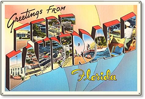 Fort Lauderdale Florida FL Postcard Metal Sign Wall Decor Large Letter Travel Greetings Souvenir 36x24โ