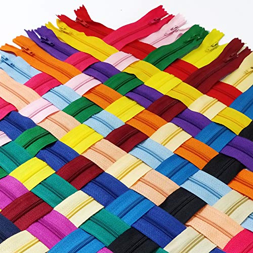 KGS Nylon Zippers | Colorful Zippers for Sewing Crafts | 20 pcs/Pack (9 Inch)
