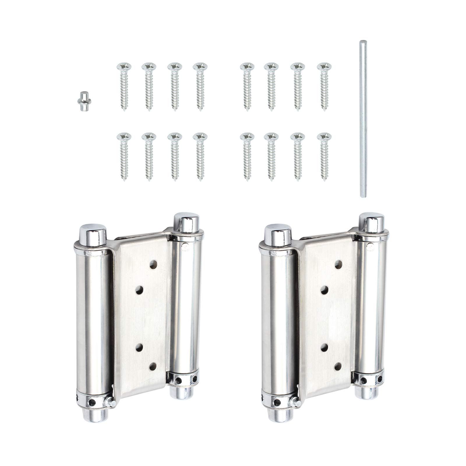 Bohaner 2 Pack 4 Inch Double Action Spring Hinges, 304 Stainless Steel Self Closing Dual Swing Door Hinges, Heavy Duty Swinging Door Hinges for Cafe, Saloon, Restaurant and Home Use
