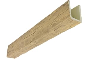EKENA MILLWORK Heritage Timber Salvaged Timber Faux Wood Beam, 3-Sided (U-Beam), 5 1/2"W x 5 1/2"H x 72"L, Natural White Oak Finish