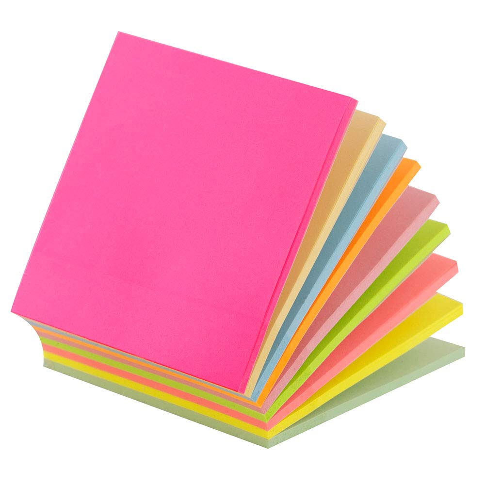 D.RECT 110516 Sticky Notes Cube Sticky Notes Memo Pad Assorted Colours 75 x 75 mm 9 x 25 Sheets Magic Neon