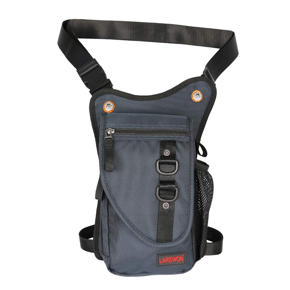 Larswon Thigh Pack, Tactical Waist Bag - Motrocycle Bag, Waterproof Blue