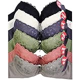 Mamia Women's Full Cup Push Up Lace Bras (Pack Of 6)-36B-Darling