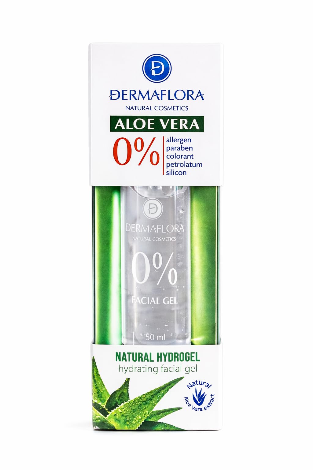 Dermaflora Hydrating Face Gel Moisturiser 50ml – Aloe Vera, Hyaluronic Acid & Panthenol – Lightweight, Non-Sticky, Fast Absorbing for Sensitive & Dry Skin