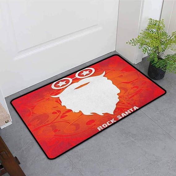 Kinhevao Schlafzimmer-Fußmatte, Indie-Rock-Weihnachtsmann-Thema-Bart