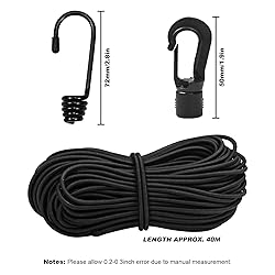 1/4"Bungee Shock Cords with Hooks, 130Feet Elastic
