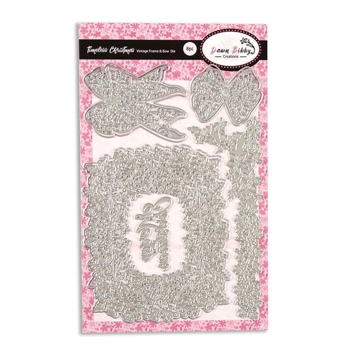 Dawn Bibby Creations Timeless Christmas Vintage Frame & Bow Die A5