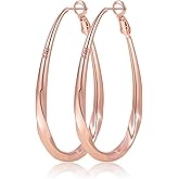PABBEU Silver Hoop Earrings for Women Oval Hypoallergenic 925 Sterling Silver Hoop Earrings Lightwieght Large Hoops Earring for Women Trendy