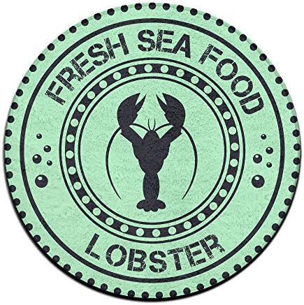 Fresh Sea Food Lobster Black Nonslip Round Comfort Indoor Outdoor Doormat