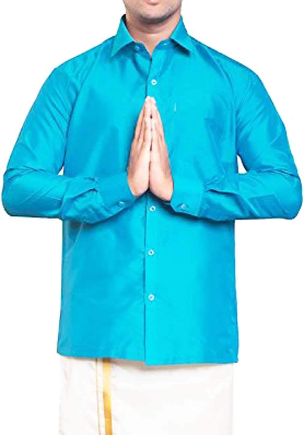 RIRO Men's Plain Silk Cotton Regular Fit Formal/Traditional/Ceremony/Casual/Business/Plain Full Sleeve Shirts (Focus Shirt Colour) Available Size of 36/38 / 40/42 / 44