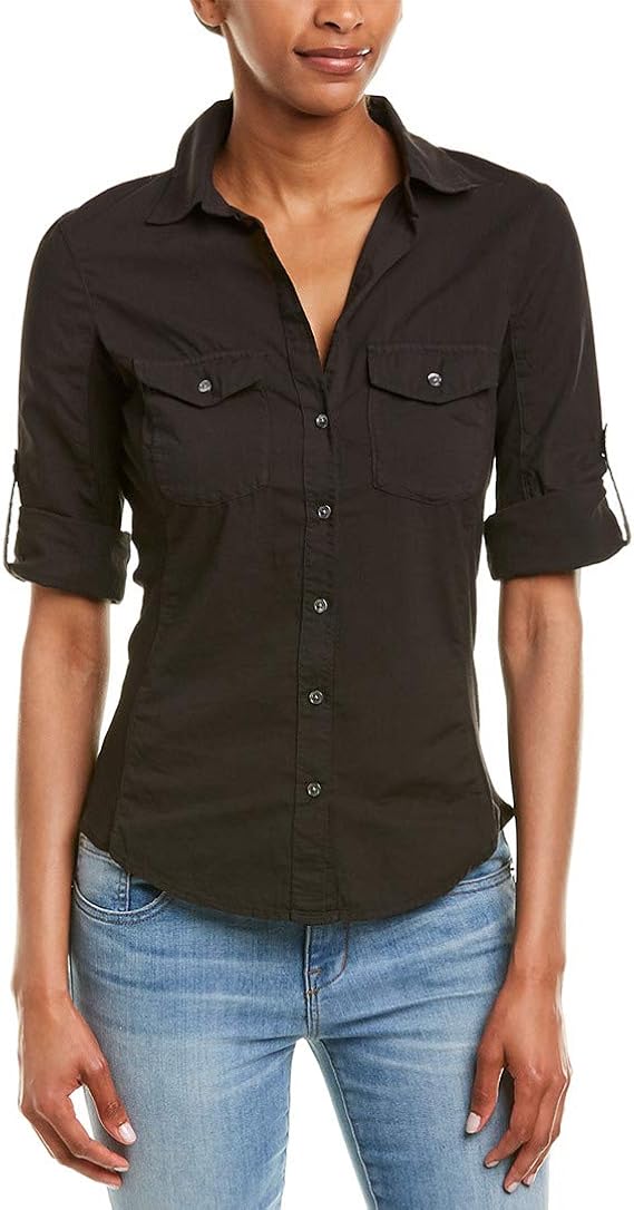 James Perse Contrast Ribbed Panel Surplus Shirt at Amazon Women’s